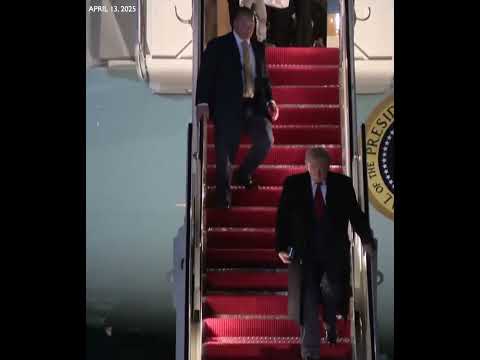 Elon Musk's son X trying to follow Trump walking down Air Force One