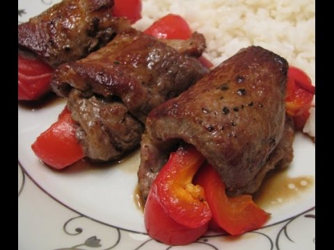 Мясные рулетики с болгарским перцем