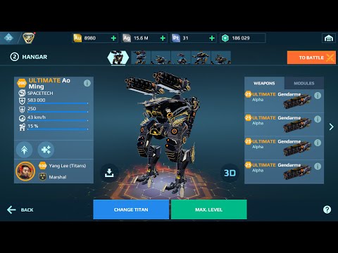 War Robots Yang Lee Dare Devil Ultimate Ao ming is beautiful destruction