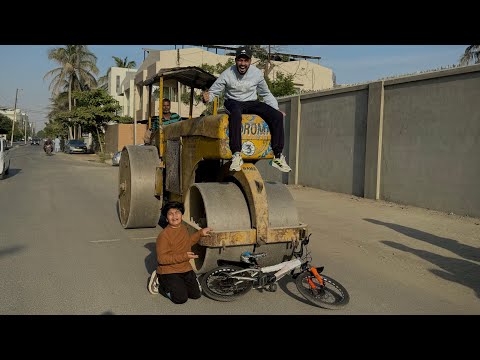 Road Roller VS Ali new Cycle 😳 || Ali new Cycle experement with Road Roller || Ali rony lag gaya 🥺