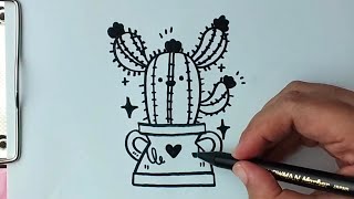 Draw with me - Menggambar kaktus aesthetic 🌵