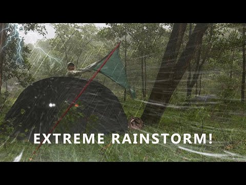 EXTREME RAINSTORM!! Solo Camping in long heavy rain and thunder (NEW VIDEO)