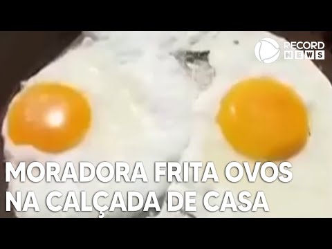 Moradora de Cuiabá frita dois ovos na calçada com calor extremo, a capital de Mato Grosso bateu mais de 41ºC