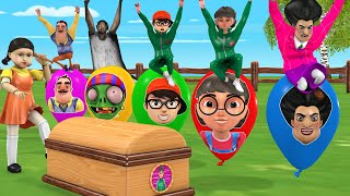 Squid Game vs Scary Teacher 3D Trying win play game jump right ball Miss T vs 5 Neighbor