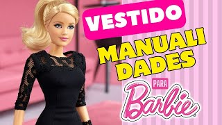 Como hacer VESTIDO negro con ENCAJE para muñecas Barbie👗✂️ FACIL!