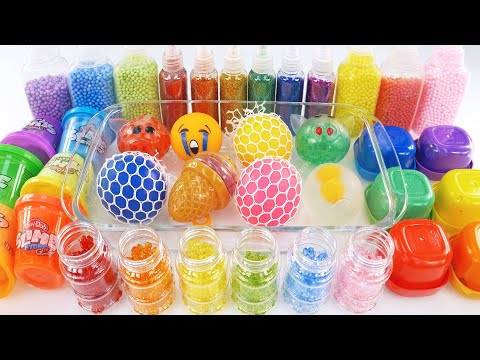 Satisfying Video How to make Rainbow Store Bought Slime Mixing All My Slime Smoothie Cutting ASMR