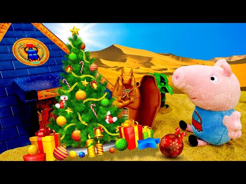 La magia di Natale per Peppa e George! Video per bambini con i giocattoli Peppa Pig. Scuola Allegra