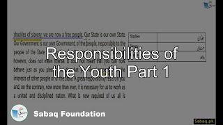 Responsibilities 
of the Youth Part 1
