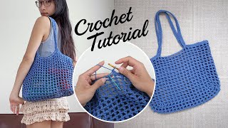 Net Tote Bag - Crochet Tutorial for Beginners