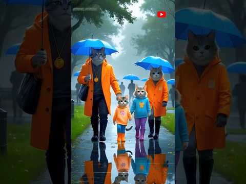 Beautiful kitten's enjoying rain weather with their parents 😺🙀#cat #kittty #weather #shorts