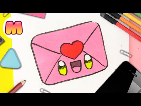 COMO DIBUJAR UNA CARTA DE AMOR KAWAII - Dibujos kawaii faciles - Aprender a dibujar kawaii