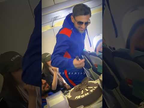 Newly Wed Shoaib Malik and Sana Javed get a welcome cake surprise from PIA during flight