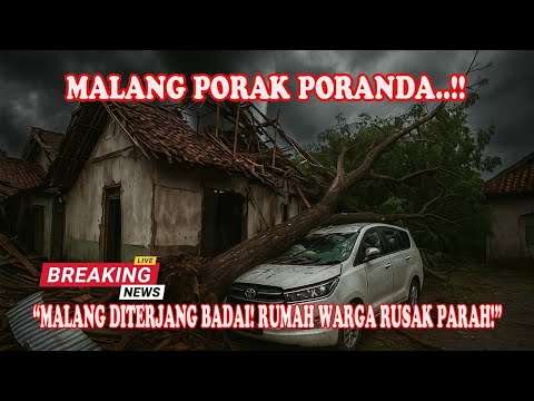 Angin Puting Beliung Terjang Malang! Atap Rumah Warga Beterbangan, Pohon Tumbang Timpa Mobil