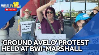 Protesters at BWI-Marshall protest Avelo's ICE flights