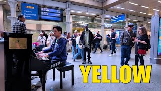 When I Played Coldplay Yellow on a Train Station Piano | Cole Lam