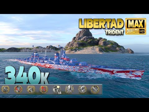 Battleship Libertad  MVP on map Trident   World of Warships
