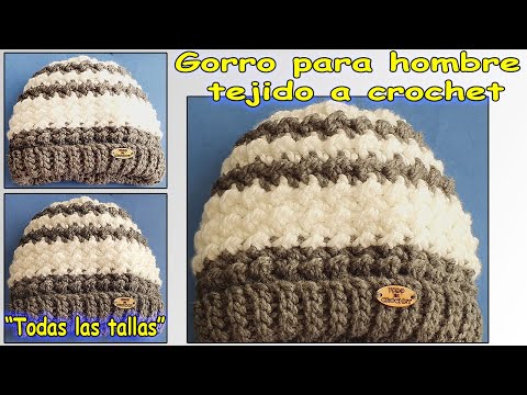 Gorro para hombre a crochet en todas las tallas PARA PRINCIPIANTES | How to crochet | Beanie hat men