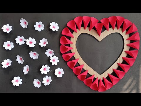 Heart Shaped Wall Hanging/Paper Flower Wall Decor Idea/Beautiful Wall Hanging ||