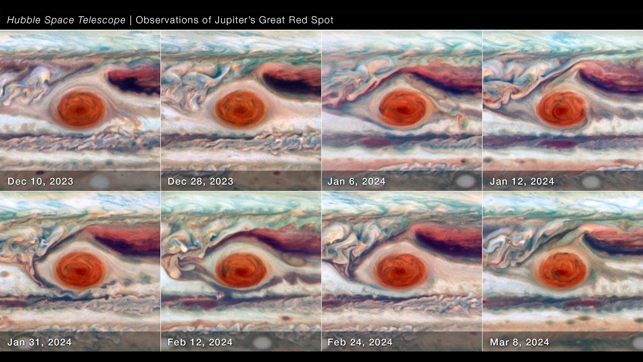 See Hubble’s views of Jupiter and its Great Red Spot over time