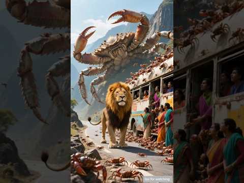 millions of Crabs attacks up on the passengers bus Lion saved 🦀 🚌 🦁