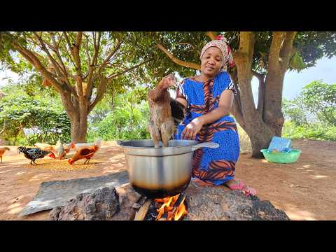 African Village Cooking: The Secret Behind Peanut Butter Chicken And Rice In The Rainy Season