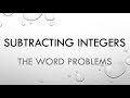 Subtracting Integers Through Word Problems