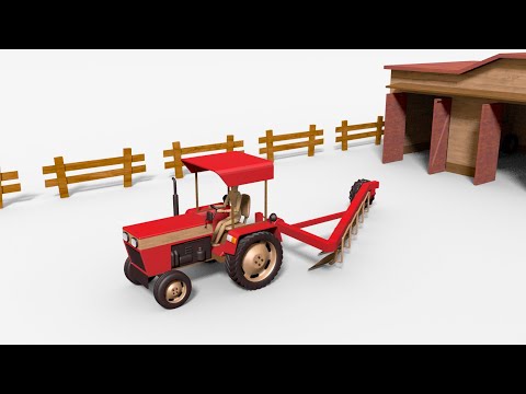 Tractor with plough - Tractor and agricultural Machinery Simulation / Traktor for Kids