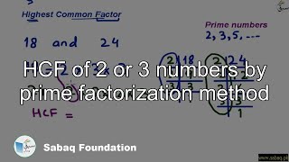 HCF of 2 or 3 numbers by prime factorization method