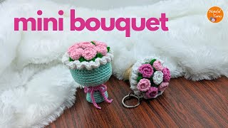 How to Crochet a Mini Rose Flower Bouquet | Crochet Bouquet Keychain - Cute Crochet Gift Ideas