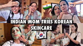 Indian mom tries Korean skincare for the first time!! 🇰🇷🇮🇳