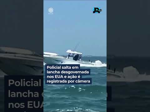 Policial salta em lancha desgovernada nos EUA e ação é registrada por câmera #shorts #JR24H