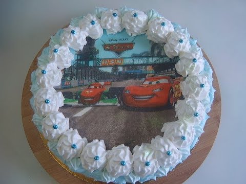 Торт с вафельной картинкой Cars