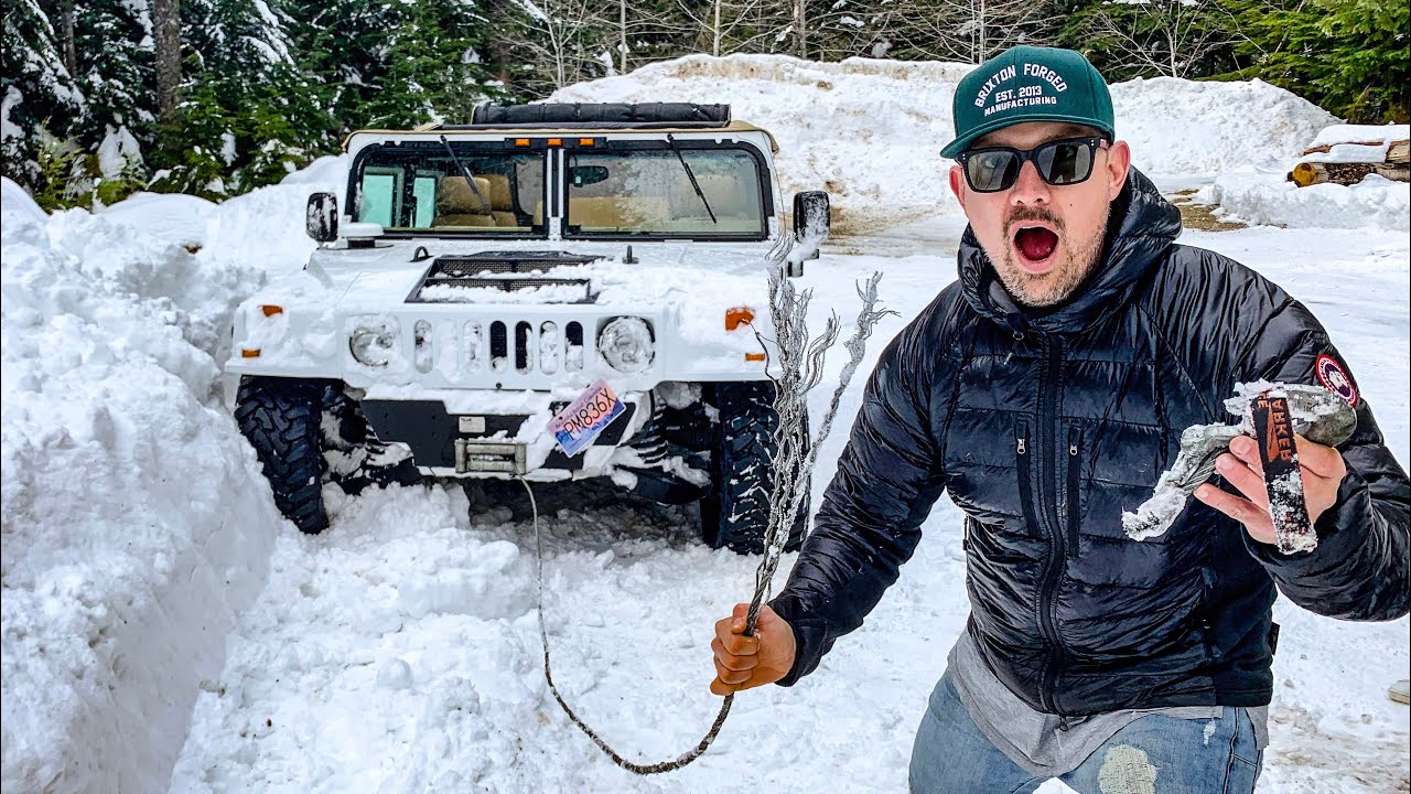 STUPID IDIOT GETS 100, 000 HUMMER H1 STUCK SNAPPED STEEL WINCH CABLE