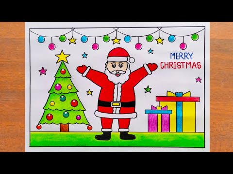 Merry Christmas drawing Easy / Santa Claus Drawing Easy / Christmas Tree Drawing /Christmas Drawing