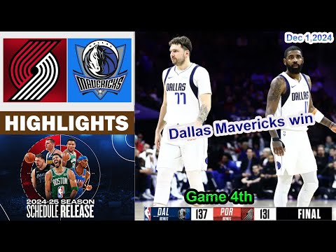 Dallas Mavericks vs Portland Trail Blazers 4th QTR Game Highlights | NBA Season Dec 1, 2024