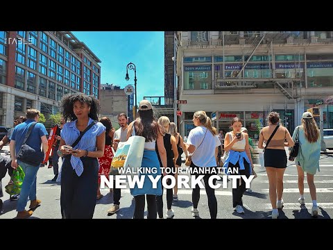 New York Manhattan Summer Walk, 5th Avenue, Broadway, Union Square, Brooklyn Bridge, DUMBO, 4K