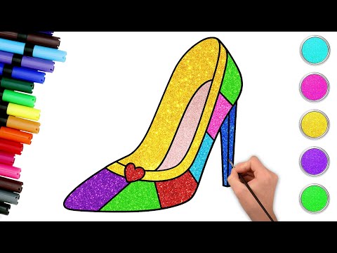 Learn How to Draw Cinderella's Shoe 👠| Easy Drawing and Coloring For Kids | HooplaKidz How To