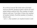 Understanding Ticket Sales and Equations