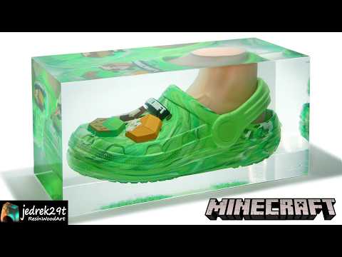 Minecraft Crocs Coated In Crystal Clear Epoxy Resin!