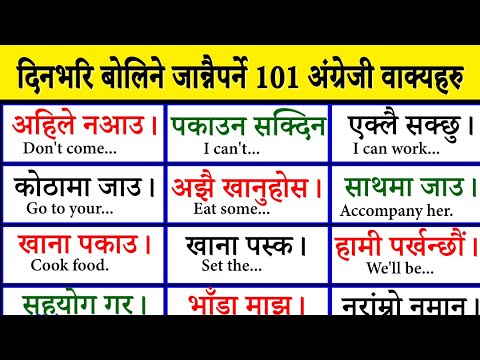 दिनभरी बोलिने अङ्ग्रेजी सिक्नुहोस् Daily Use Nepali Meaning and Sentences Conversation Basic English