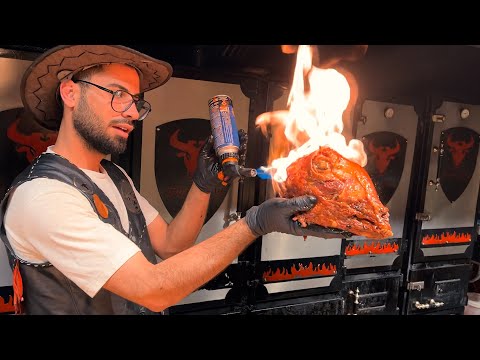 Best Texas BBQ | Selling 500kg a day | Barbecue LAMB HEAD BBQ Steak Turkish Street Food