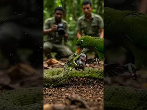 모성의 힘이 이렇게 강할 줄이야… 뱀도 물러선 어미의 용기! 🦜🔥 #motherhood #wildlife #birds #nature #animals