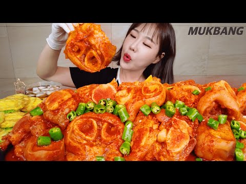 SUB) 땡초듬뿍 매운우족찜 역시 4kg가 적당해ㅣFt.당면사리 호박전 먹방 Spicy Braised Beef Feet Noodles REAL SOUND ASMR MUKBANG