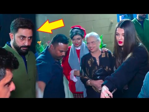 Aishwarya Rai Escorts Mother Vrinda Rai to Car While Abhishek Bachchan Keeps Distance