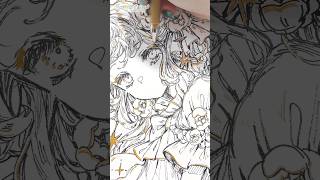 👼大きい紙にペンで天使を一発書きしたメイキング🎨🦜#Shorts #speedpaint   #illustration