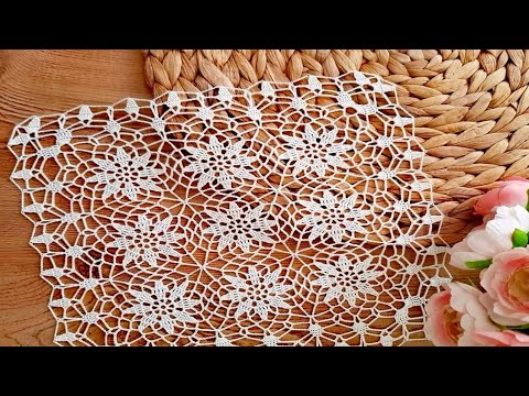 كروشية مفرش سفرة بوحدة جديدة سهلة ومميزة How to make a tablecloth with a crocheted