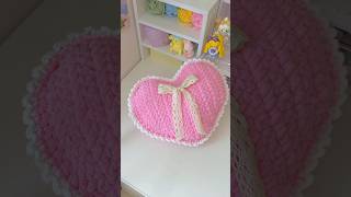 Crochet Heart-shaped Cushion💖🎀 #crochet #crochetcushion #crochetheart #crochettutorial