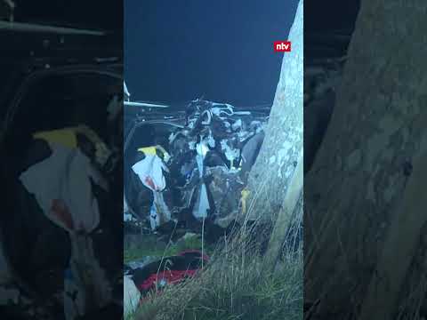 Horror-Crash in Niedersachsen: Auto prallt frontal gegen Baum | #ntv #shorts #autounfall