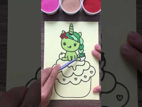 Sand painting unicorn and cake #sandpainting #unicorn #chimxinhchannel