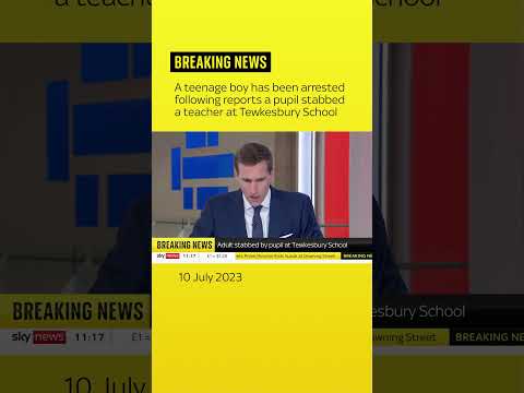 A teenage boy has been arrested following reports a pupil stabbed a teacher at Tewkesbury School